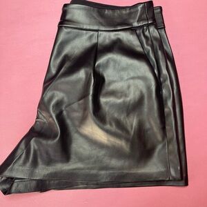 Express Faux Leather High Waist Shorts - Black
